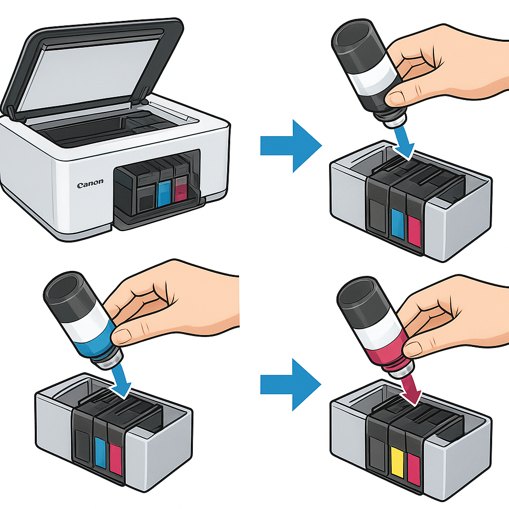 Quy Trình Đổ Mực Máy In Màu Canon G3010