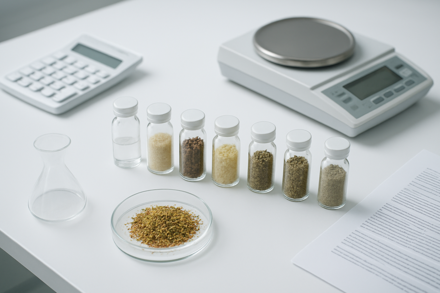 Create A Realistic Image Of A Clean Laboratory-Style Comparison Chart Or Infographic Layout Showing Different Types Of Hallucinogenic Substances Arranged In Small Glass Vials Or Scientific Containers On A White Medical Table, With Price Comparison Elements Like Calculator, Measuring Scales, And Research Documents Spread Around, Under Bright Clinical Lighting In A Sterile Research Environment, Shot From Above At A 45-Degree Angle, With A Neutral Scientific Mood And Professional Atmosphere, Absolutely No Text Should Be In The Scene.