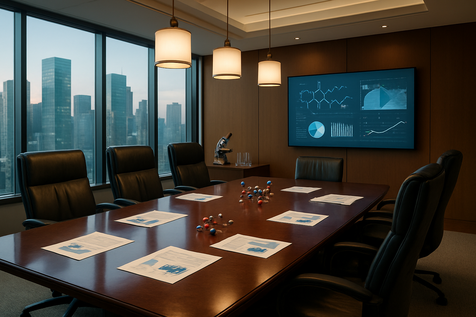 Your task is to craft a detailed, descriptive image prompt that will guide AI image generators to create a realistic image that represents the given blog section heading, considering the context of the blog post title.

Here are the details:
1. Blog post title: "Breakthrough Idea: Jaw-dropping Ways to Success for biopharma."
2. Blog section heading: "Master Critical Success Factors for Industry Leadership"

Guidelines:
1. Identify the key elements required to represent the section image. Consider the following aspects:Subjects (people, objects, or places), Complementary elements, Background, Mood, Actions/activities, Scene & Lighting.
2. Specify people or persons only if required. When mentioning people as subjects, always include their race (e.g., white, black) and gender (e.g., male, female).
3. Include only relevant and necessary details. Do not make the prompt too complicated.
4. Ensure the prompt is concise yet comprehensive, providing all necessary details to generate an image that accurately represents the blog section.
5. Strictly avoid including text within the images. Add this to the prompt 'Absolutely NO text should be in the scene.'
6. Remember that AI image generators will draw anything specified in the prompt.

Output Instructions:
1. Start the prompt with "Create a realistic image of..." to ensure the generated image has a realistic style.
2. Write the entire image prompt in a single line without any line breaks.
3. Do NOT add any introductory or conclusive lines before or after the image prompt.
4. Provide only one image prompt, and regardless of the title or outline language, the image prompt should always be in English.