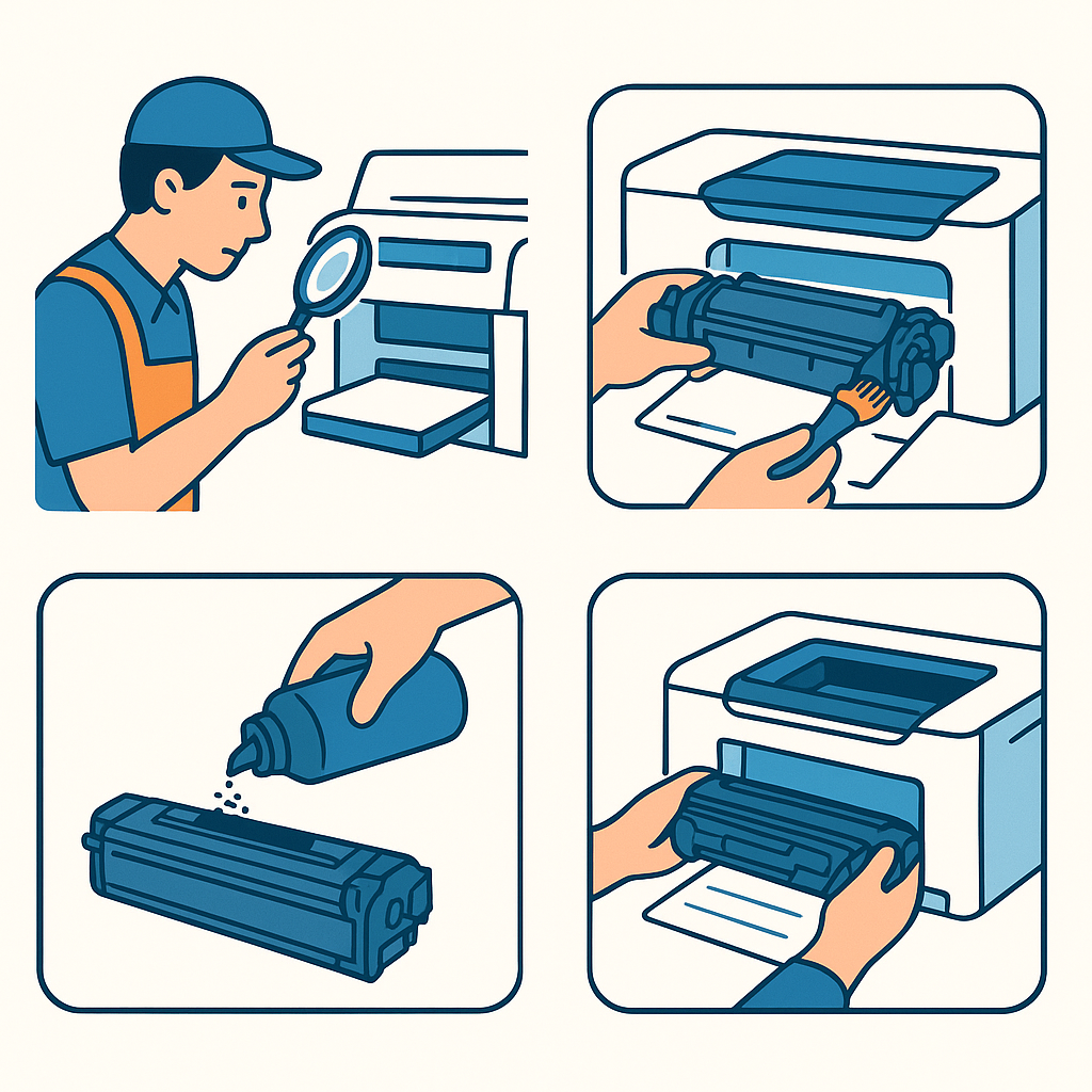 Quy trình đổ mực máy in tại Hồ Tùng Mậu