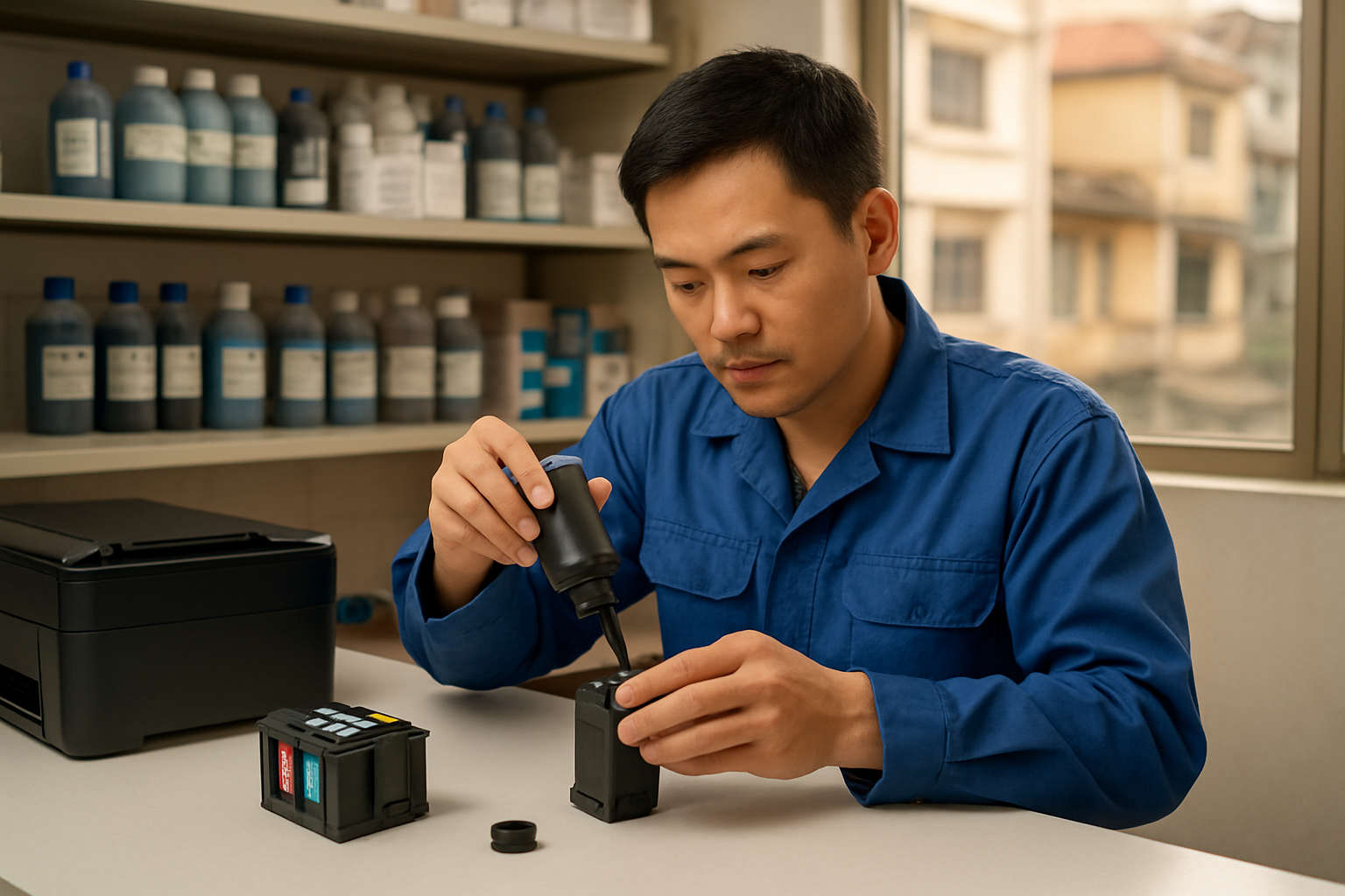 Cửa hàng đổ mực máy in tại Bồ Đề Long Biên