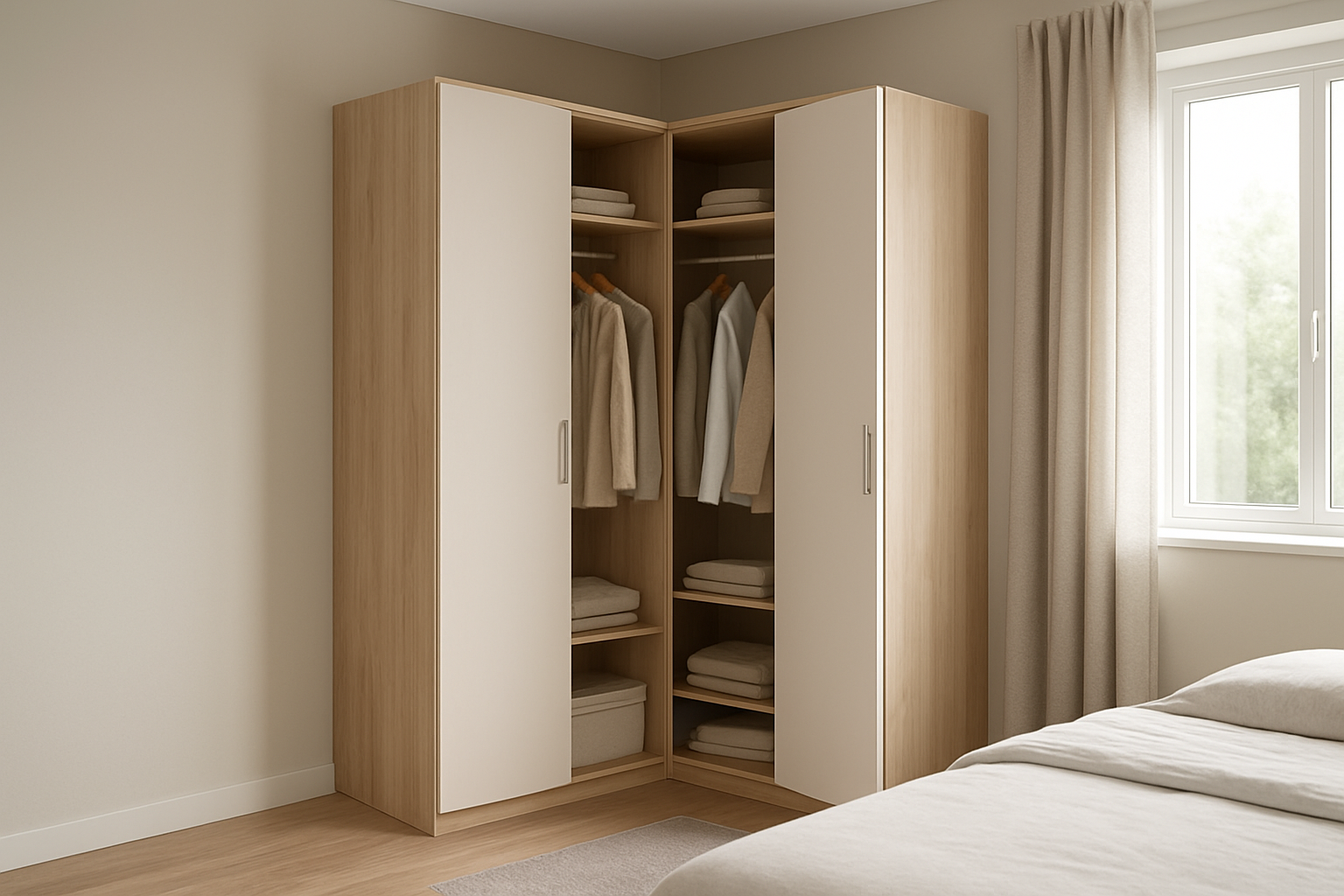 Corner wardrobes for unused space optimization