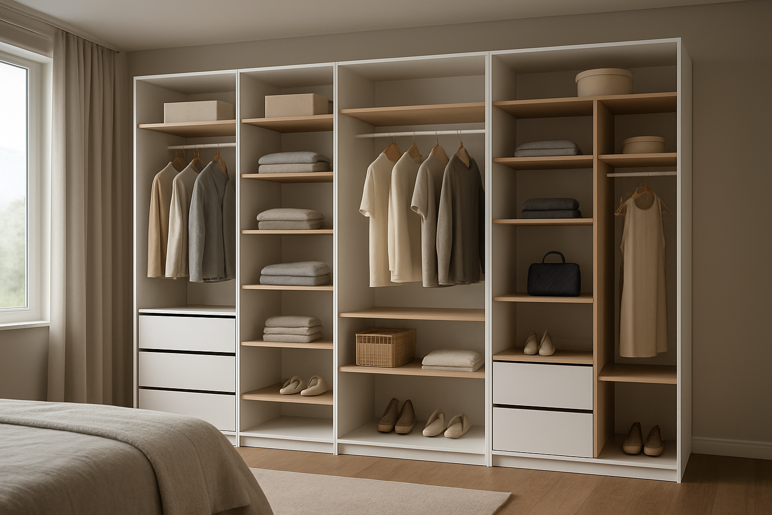 Modular wardrobe systems for customizable storage