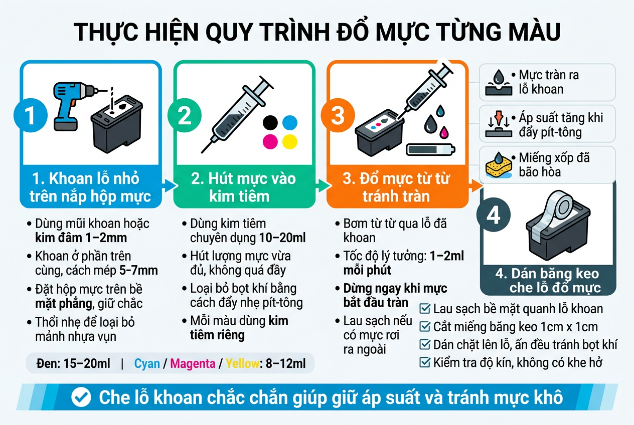 Đổ mực máy in màu HP 3203dw