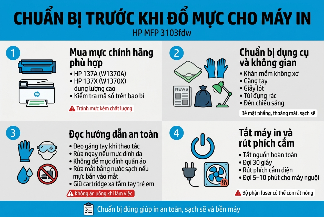 Báo giá đổ mực máy in HP MFP 3103fdw 