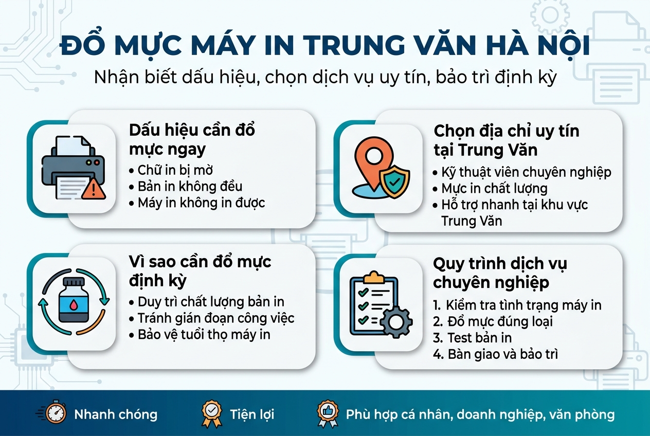 Đổ mực máy in tại Trung Văn 
