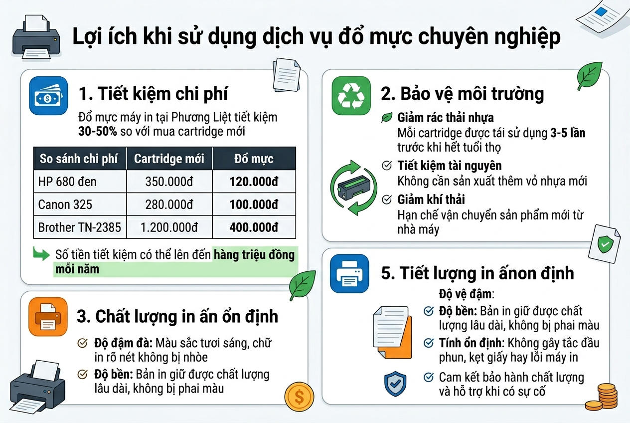 Đổ mực máy in tại Phường Phương Liệt