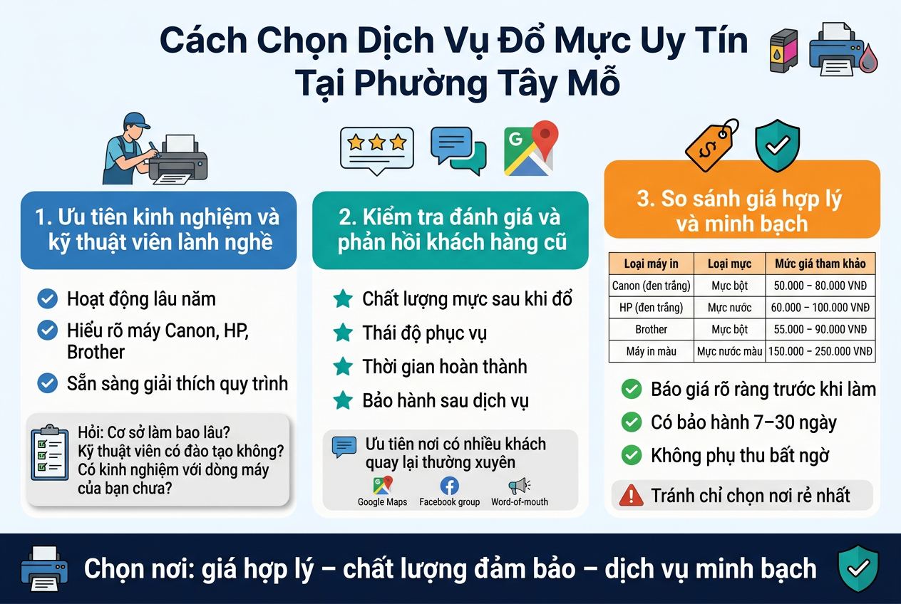 Đổ mực máy in tại Phường Tây Mỗ Hà Nội