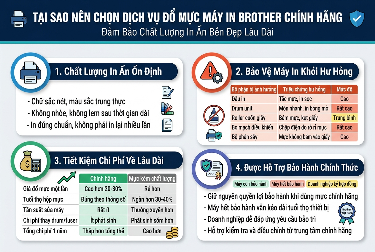 Báo giá đổ mực máy in Brother chính hãng