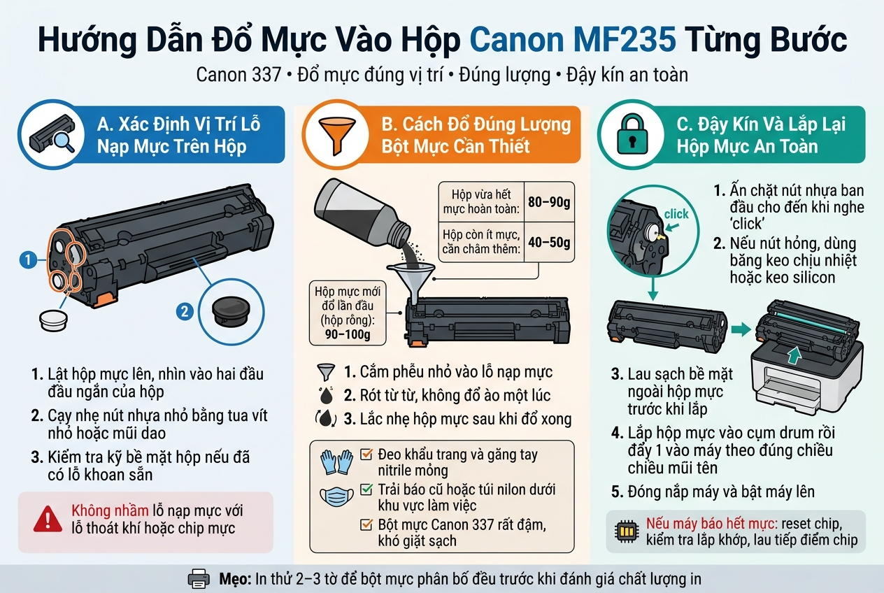 Xem Hướng Dẫn Đổ Mực Máy In Canon MF235