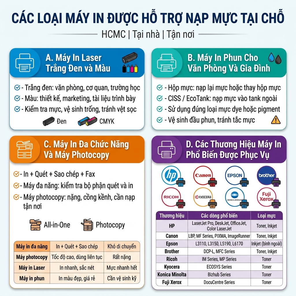Tiệm Nạp mực máy in tận nơi TPHCM tiềm hiểu ngay