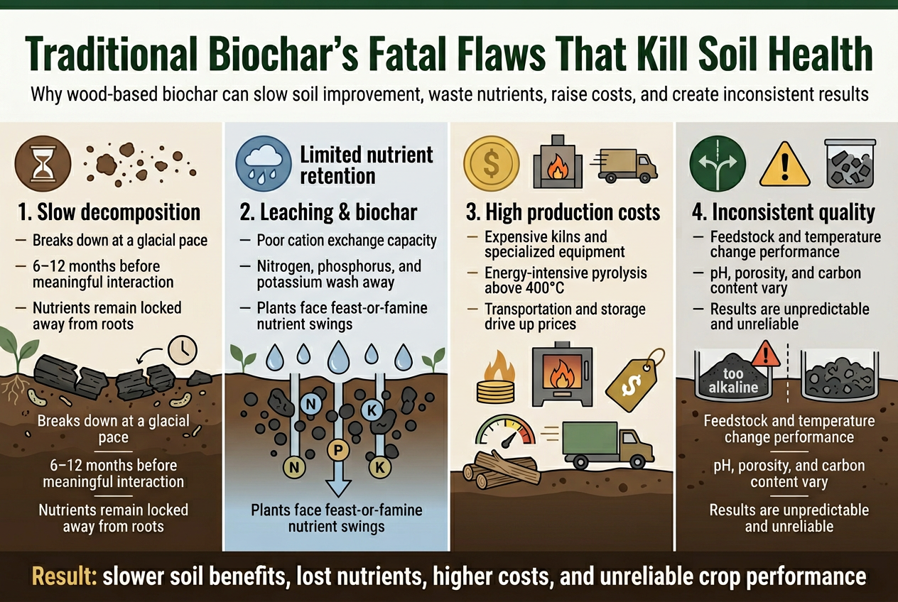 Traditional Biochar's Fatal Flaws That Kill Soil Health