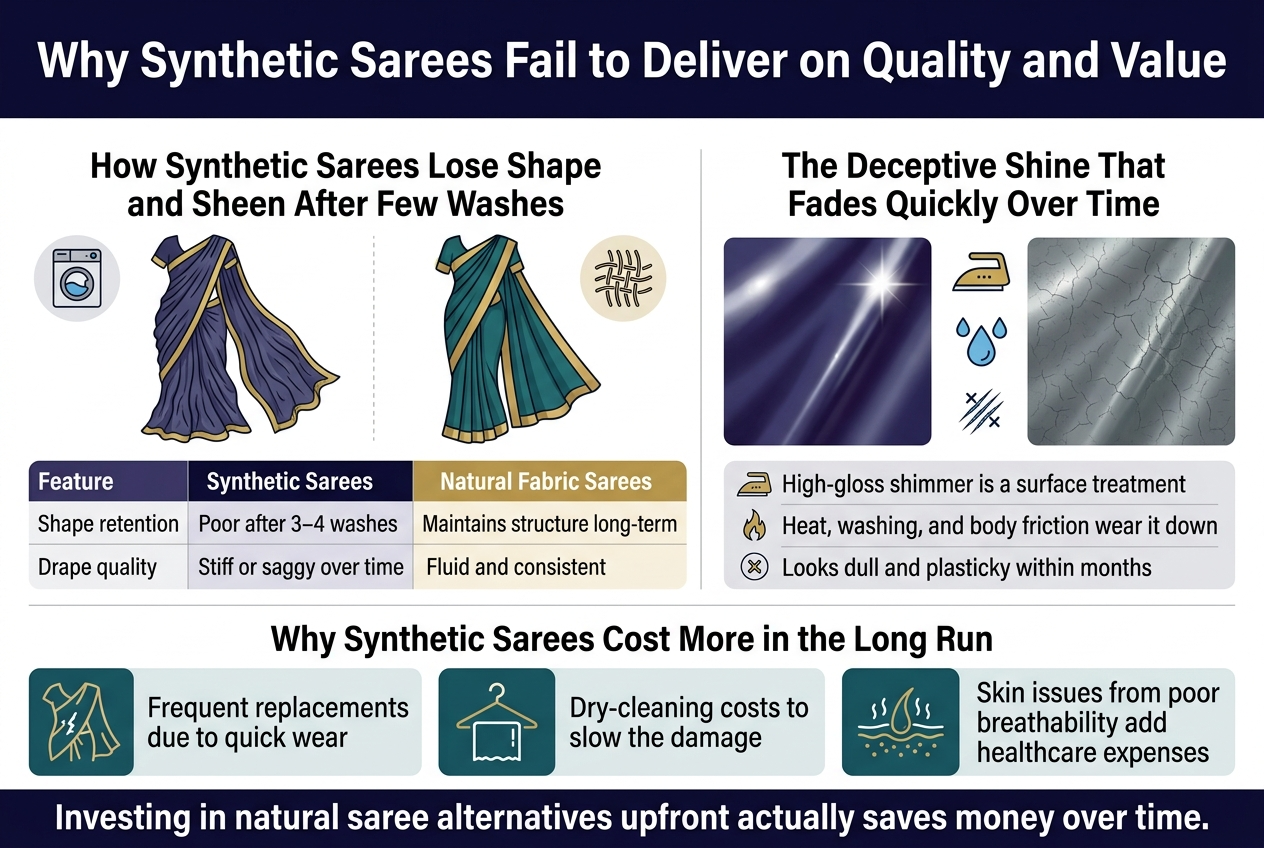 Why Synthetic Sarees Fail to Deliver on Quality and Value