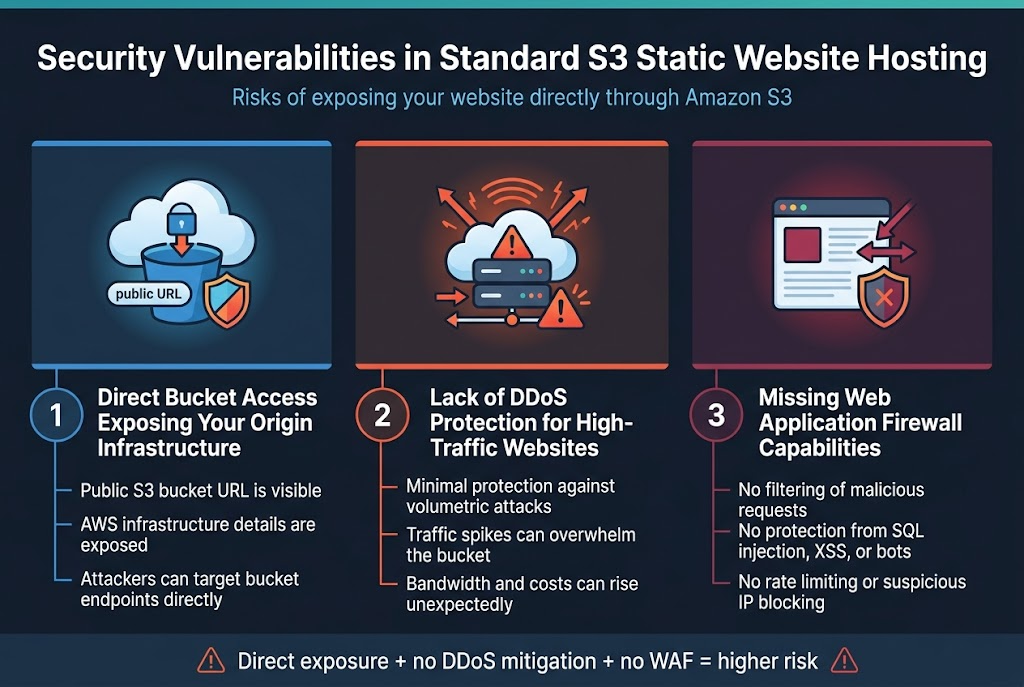 Security Vulnerabilities in Standard S3 Static Website Hosting