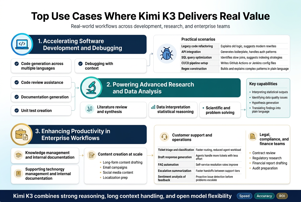 Top Use Cases Where Kimi K3 Delivers Real Value