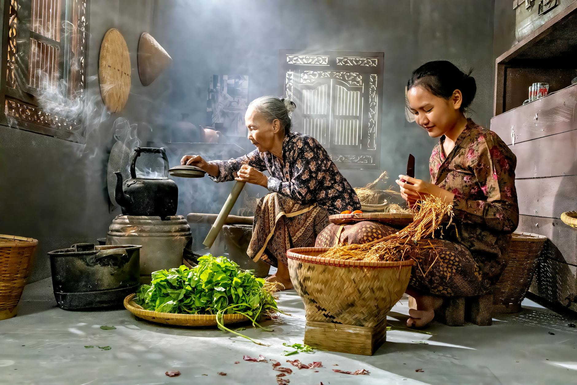 https://www.pexels.com/photo/traditional-indonesian-kitchen-scene-with-family-35173901/