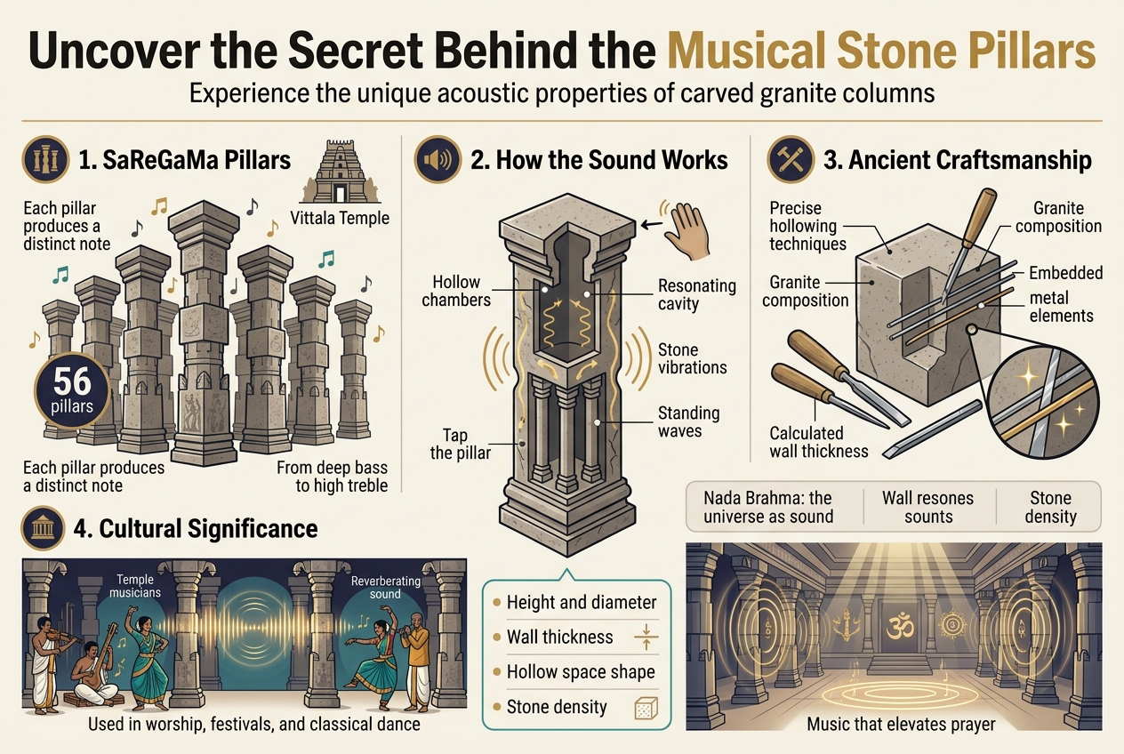 accoustic properties of columns in a blog about musical pillars of Vittala Temple , Hampi