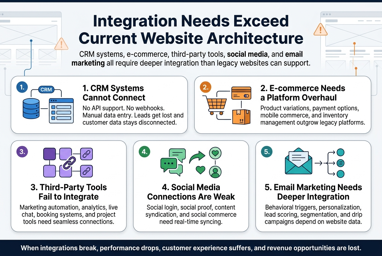 Integration Needs Exceed Current Website Architecture
