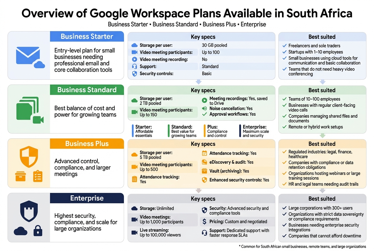 Overview of Google Workspace Plans Available in South Africa