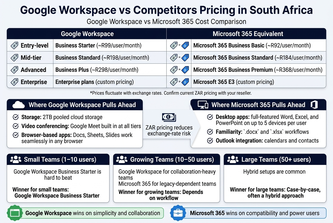 Google Workspace vs Competitors Pricing in South Africa