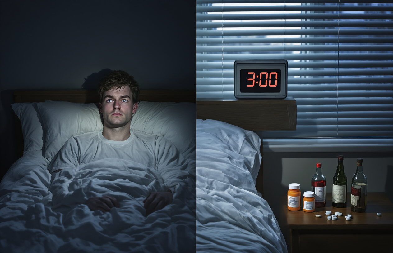 Create a realistic image of a split-screen composition showing a person