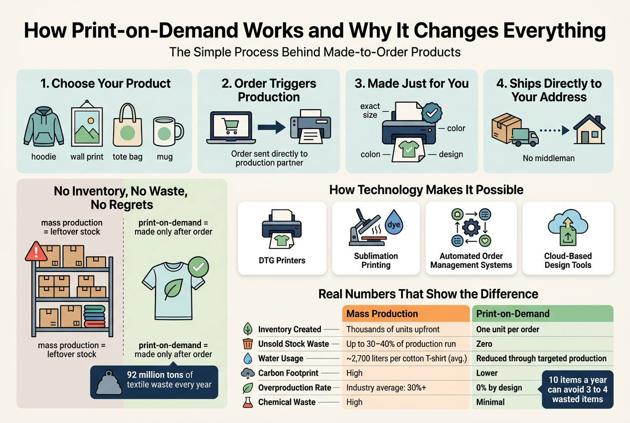 Print-on-Demand Production Process Simple print-on-demand process behind made-to-order clothing