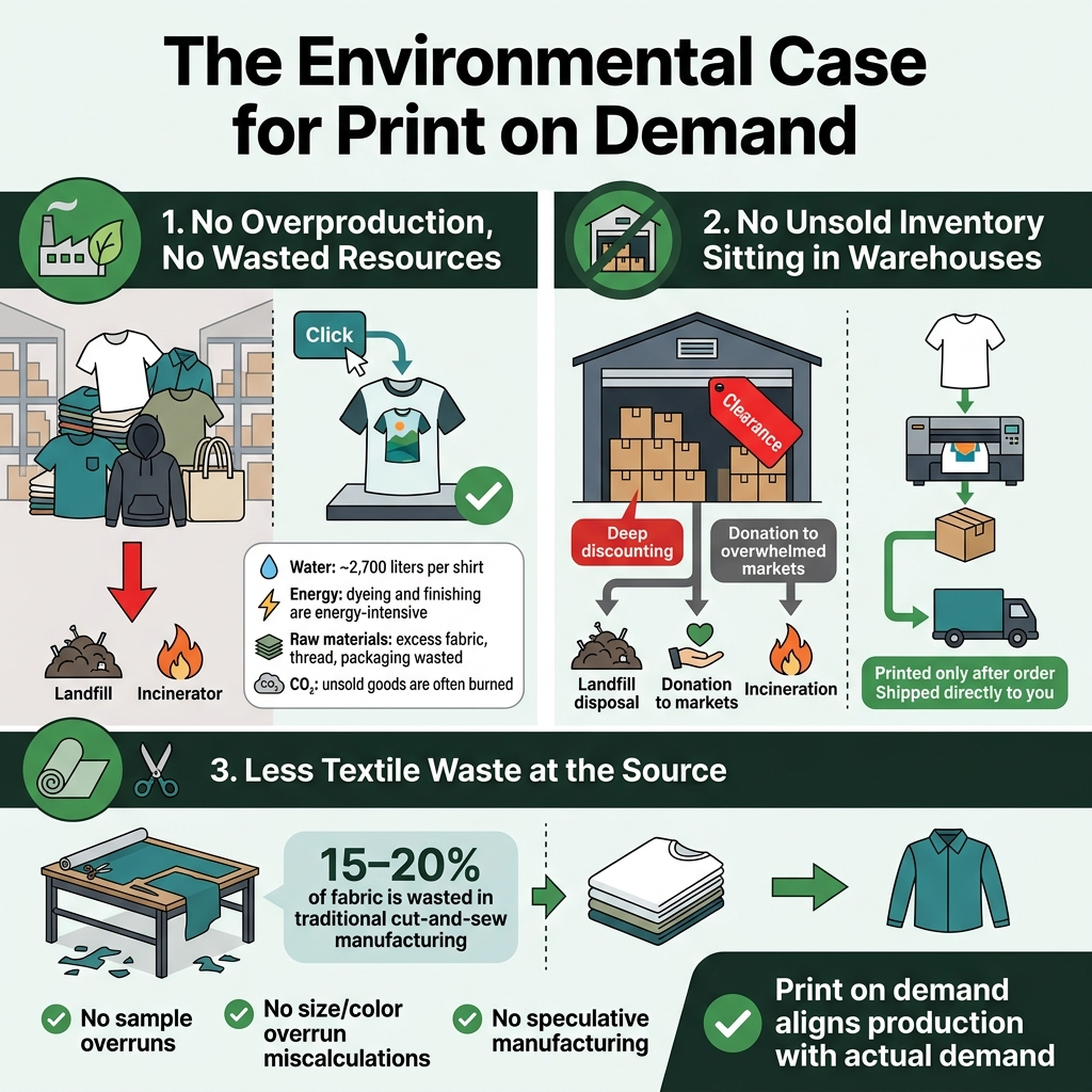 Avoiding Overproduction With Print on Demand Print on demand production avoiding overproduction and wasted resources