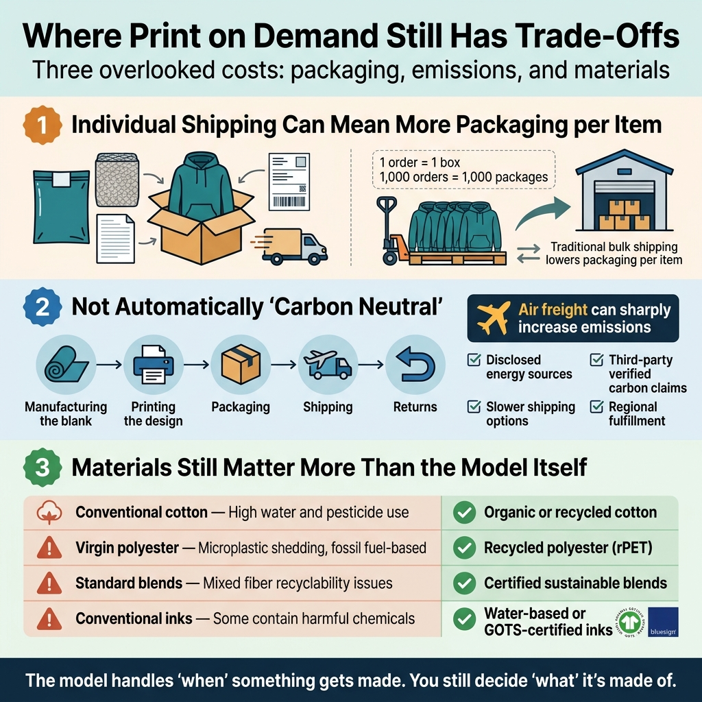 Print on Demand Shipping Trade-Off Individual shipping packaging trade-off in print on demand clothing