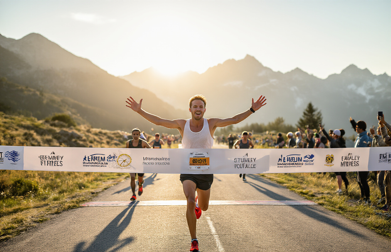 Create a realistic image of a determined black female athlete in workout clothes climbing steep outdoor stone steps during a stormy weather with dark clouds and rain, her face showing focused determination and perseverance, with muddy path and challenging terrain around her, dramatic lighting with glimpses of sunlight breaking through storm clouds creating an inspiring atmosphere of overcoming obstacles through discipline, absolutely NO text should be in the scene.