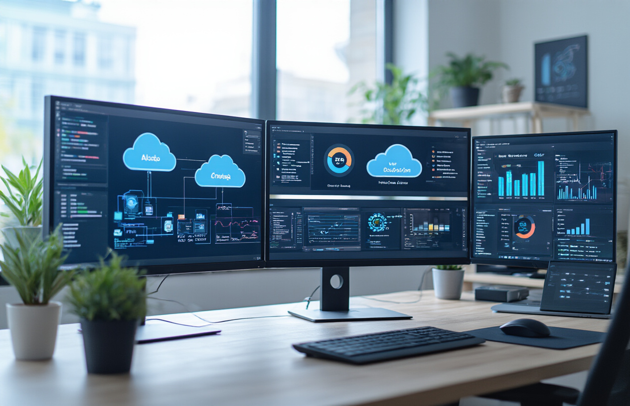 Technology stack illustration for LLM brand monitoring tools and AI analytics systems.