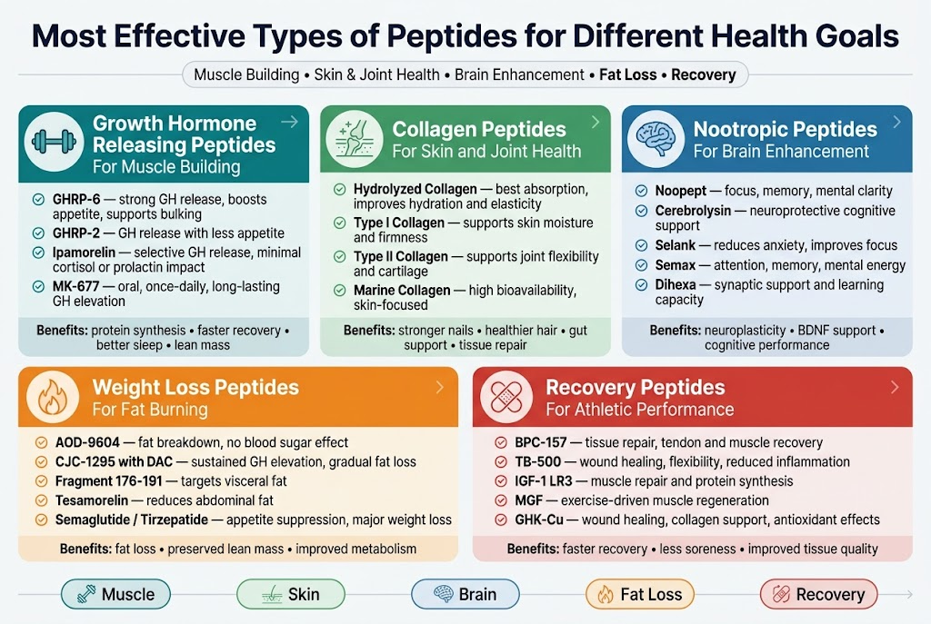 Most Effective Types of Peptides for Different Health Goals