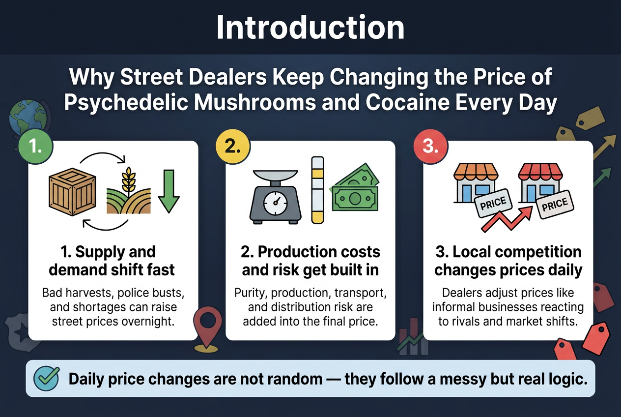 Why Street Dealers Keep Changing The Price Of Psychedelic Mushrooms And Cocaine Every Day?