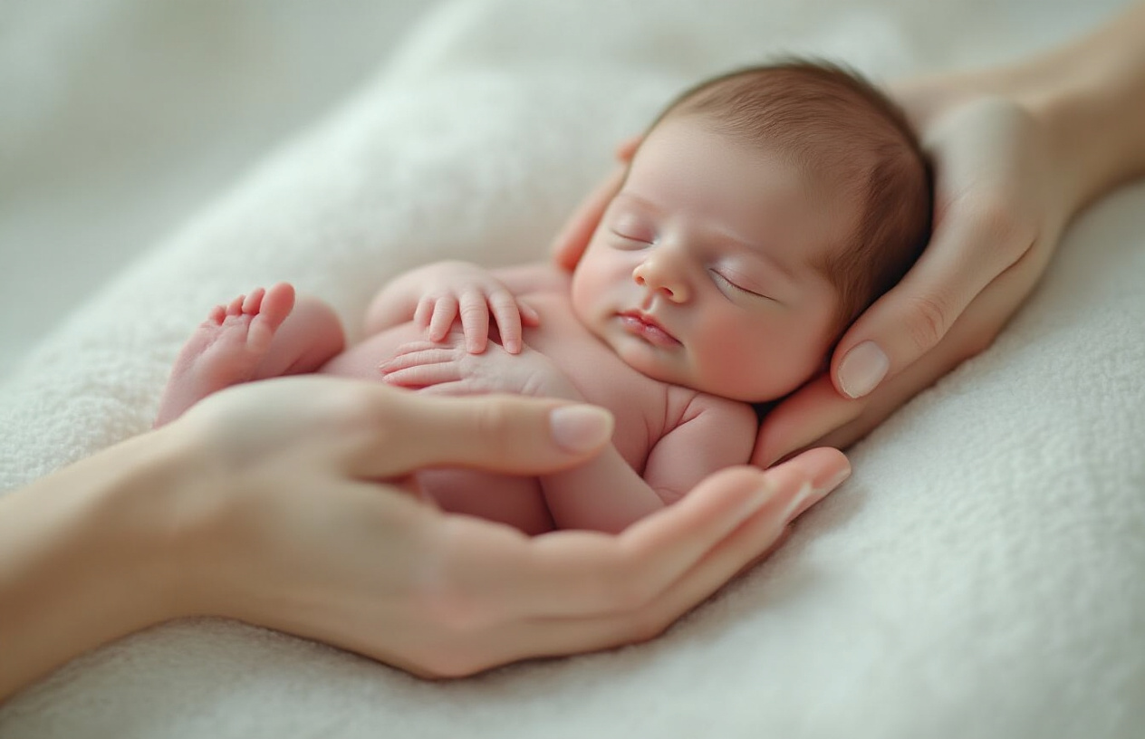 Healthy newborn baby skin close-up