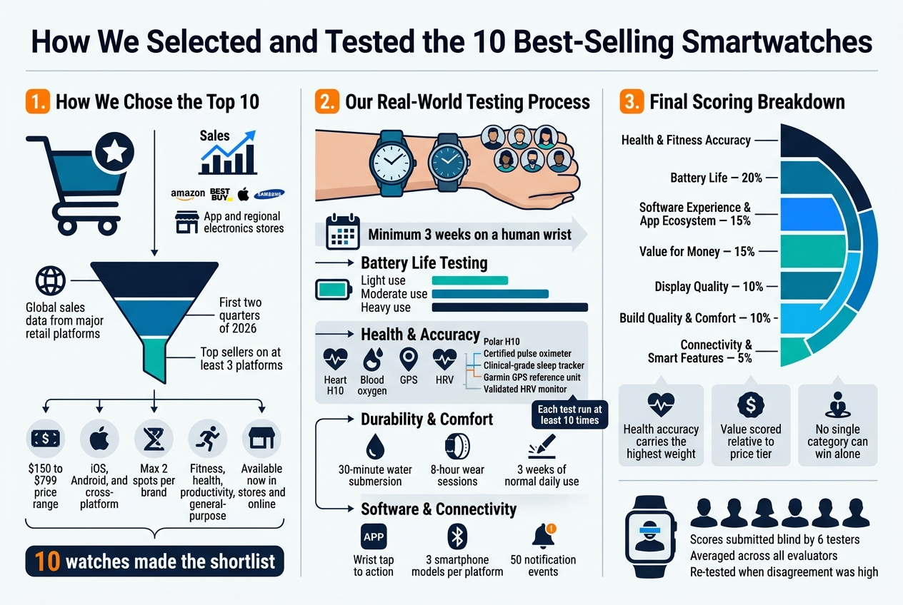 How We Selected and Tested the 10 Best-Selling Smartwatches