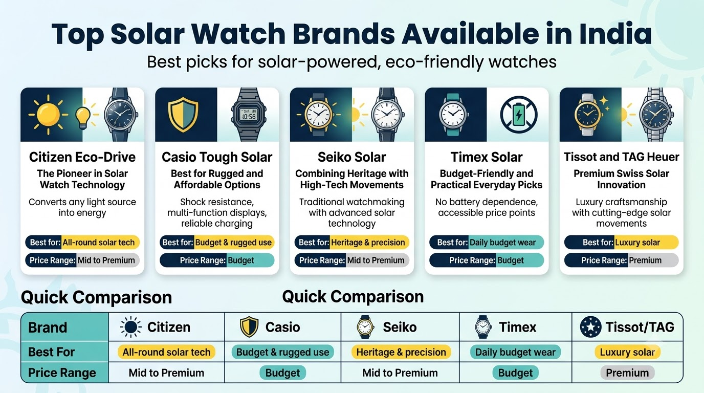 Top Solar Watch Brands Available in India