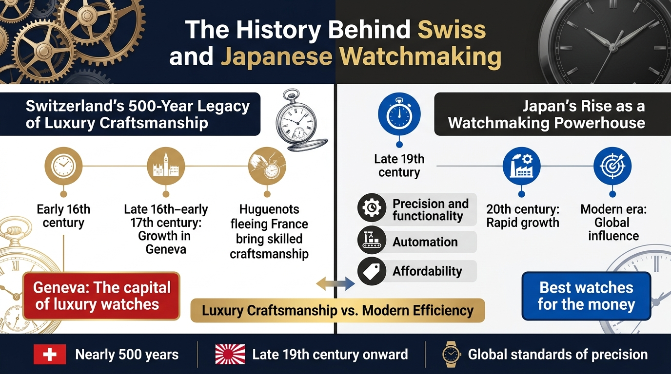 The History Behind Swiss and Japanese Watchmaking