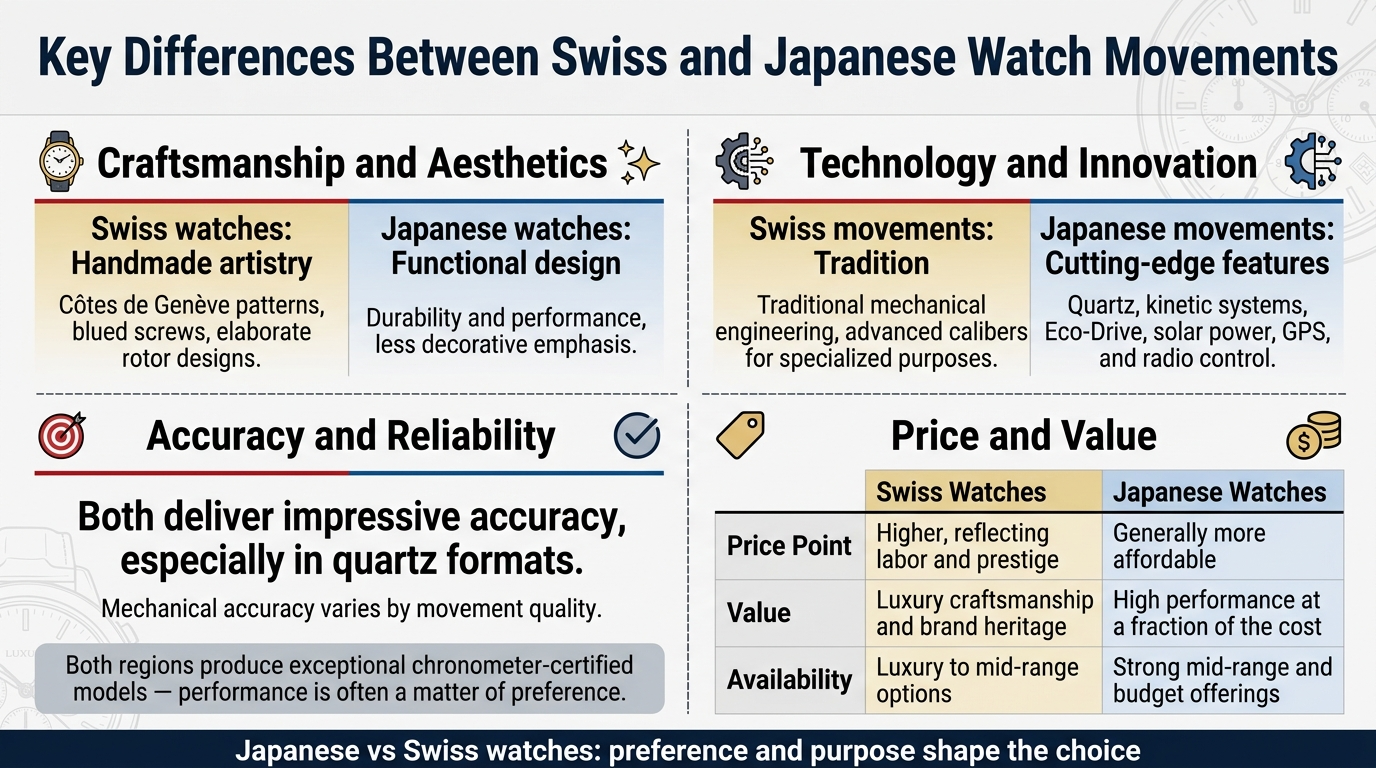 Key Differences Between Swiss and Japanese Watch Movements