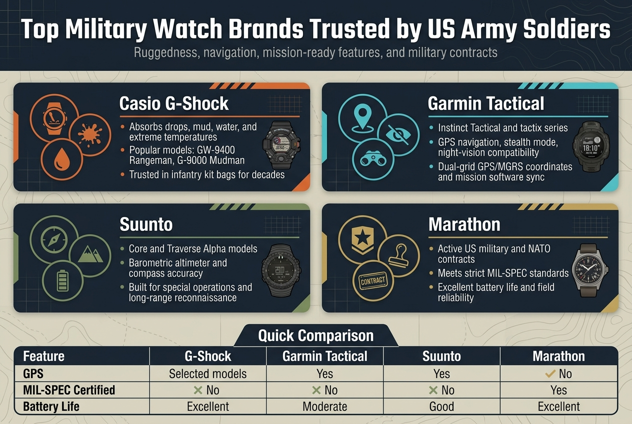 Top Military Watch Brands Trusted by US Army Soldiers