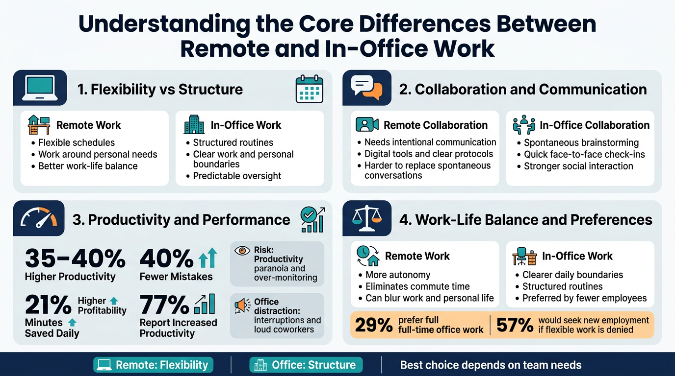 Understanding the Core Differences Between Remote and In-Office Work