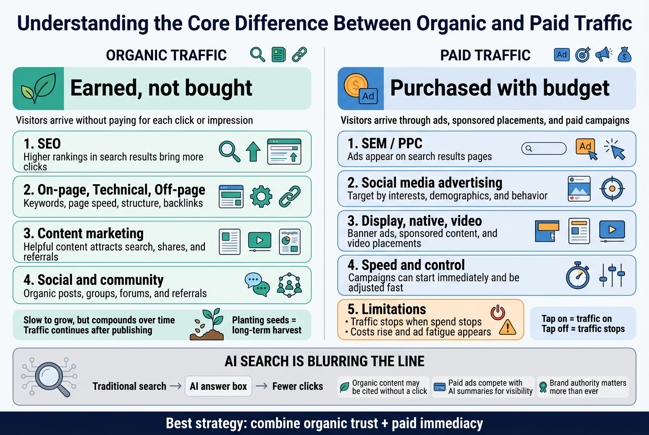 Understanding the Core Difference Between Organic and Paid Traffic