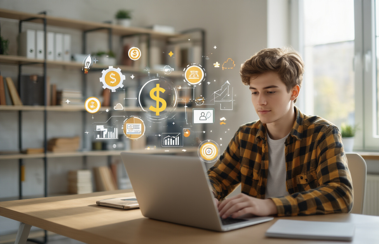 student earning money online