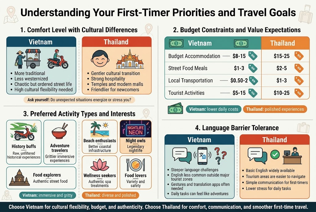 Why 73% of First-Time Travelers Regret Their Choice: Vietnam vs Thailand Decoded 3 Understanding Your First-Timer Priorities and Travel Goals