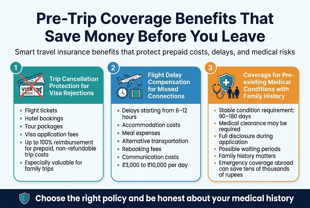 Travel Insurance for Indians: 7 Hidden Benefits You Don't Know About 3 Pre-Trip Coverage Benefits That Save Money Before You Leave