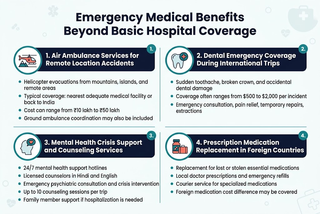 Travel Insurance for Indians: 7 Hidden Benefits You Don't Know About 4 Emergency Medical Benefits Beyond Basic Hospital Coverage