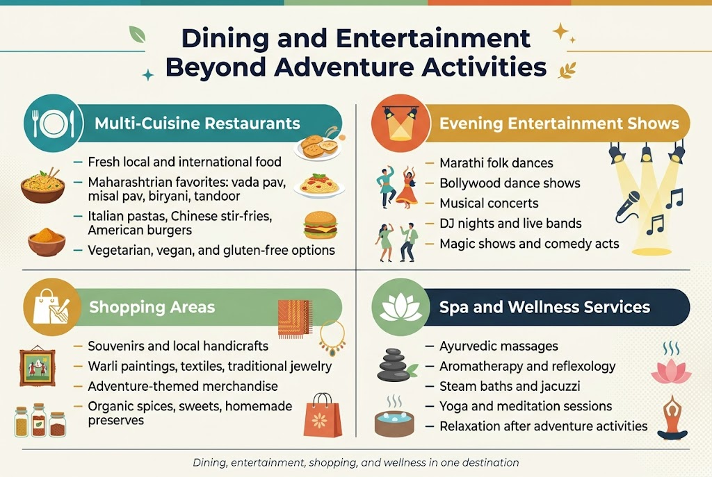 Dining and Entertainment Beyond Adventure Activities