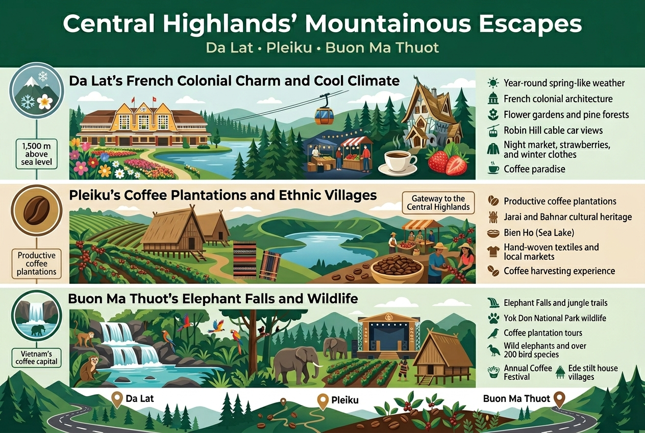 Central Highlands' Mountainous Escapes