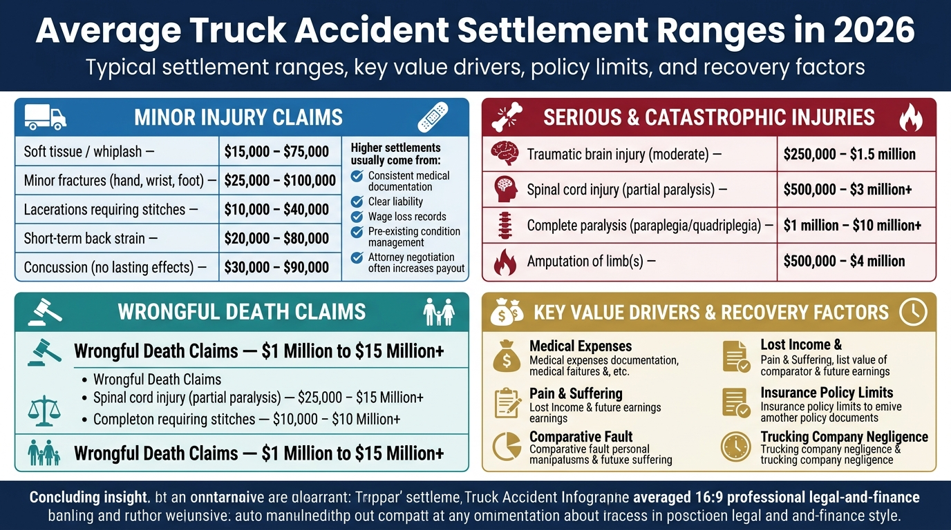 Infographic: Average Truck Accident Settlement Ranges in 2026