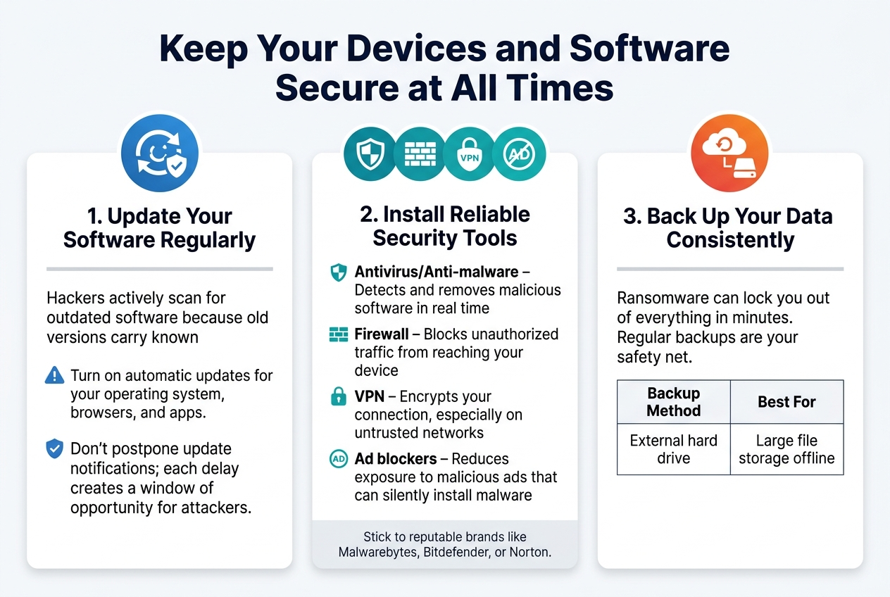 Illustration of updating devices and installing security software
