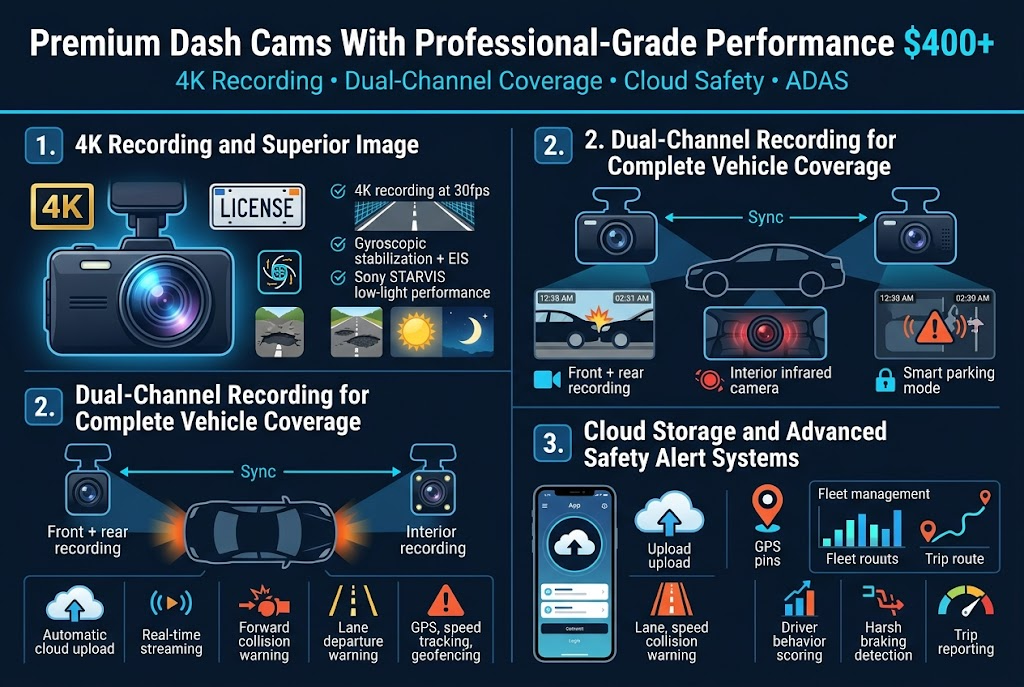 Premium Dash Cams With Professional-Grade Performance $400+