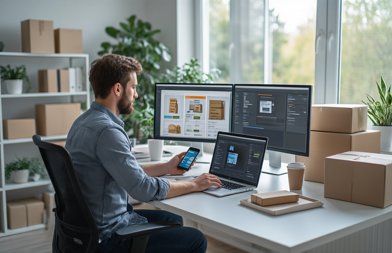 Automated e-commerce dashboard tracking dropshipping sales and inventory.